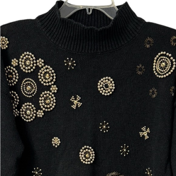 Vintage Victoria Jones Black Beaded Sweater, size Large - Picture 10 of 13